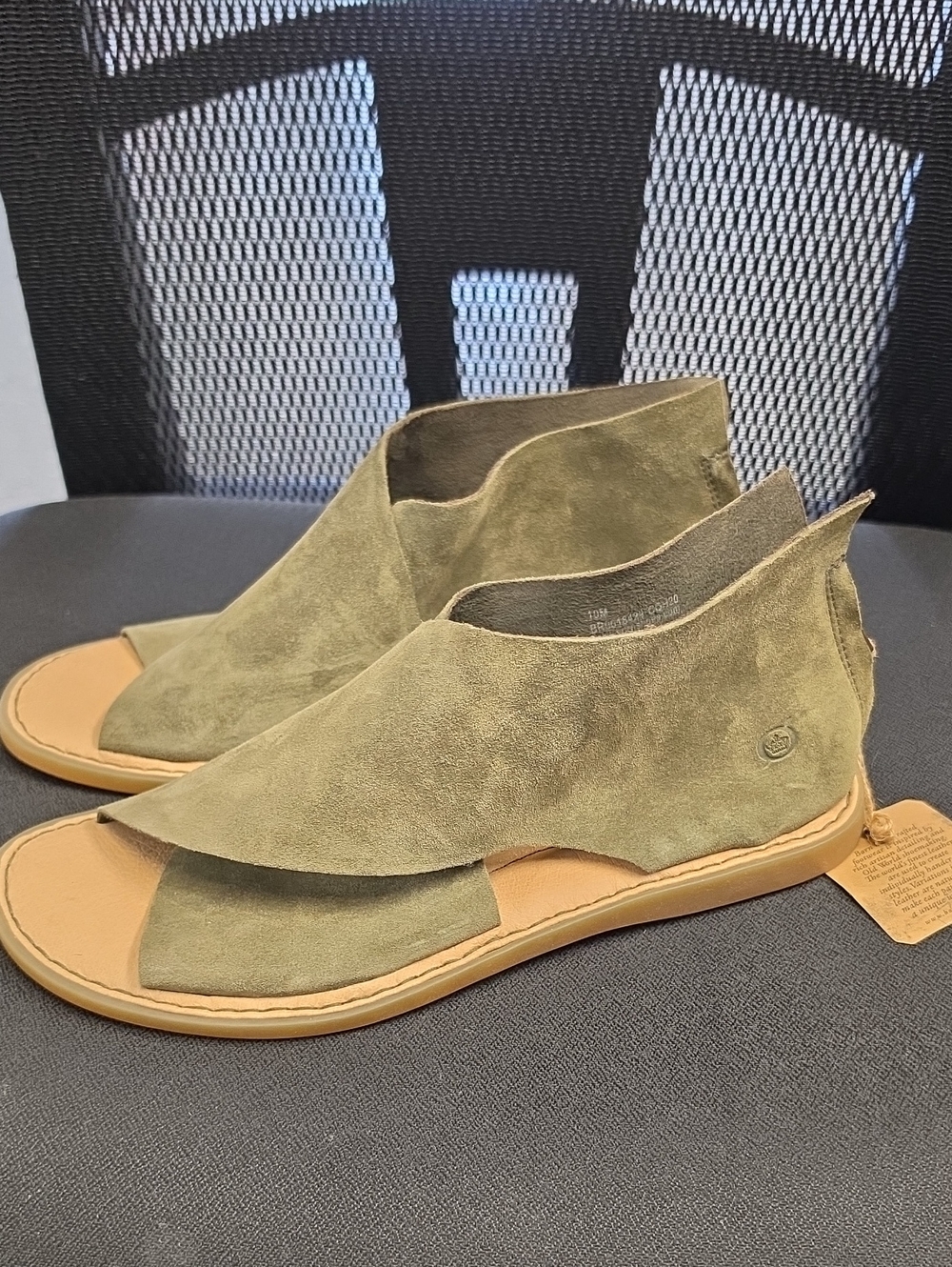 Born Olive Green Suede Open-Toe Ankle Sandals